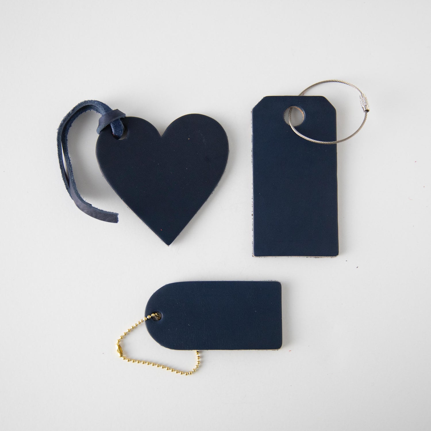 Navy Leather Heart Tag- personalized luggage tags - custom luggage tags - KMM &amp; Co.