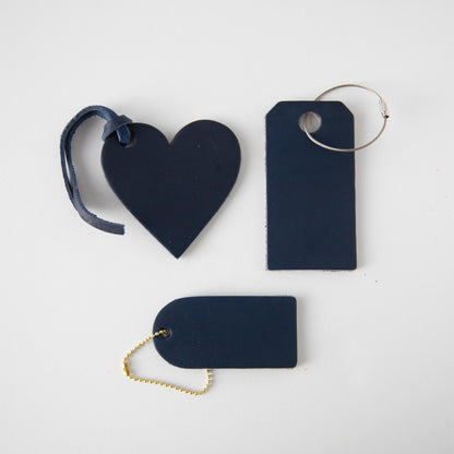 Navy Leather Tag- personalized luggage tags - custom luggage tags - KMM &amp; Co.