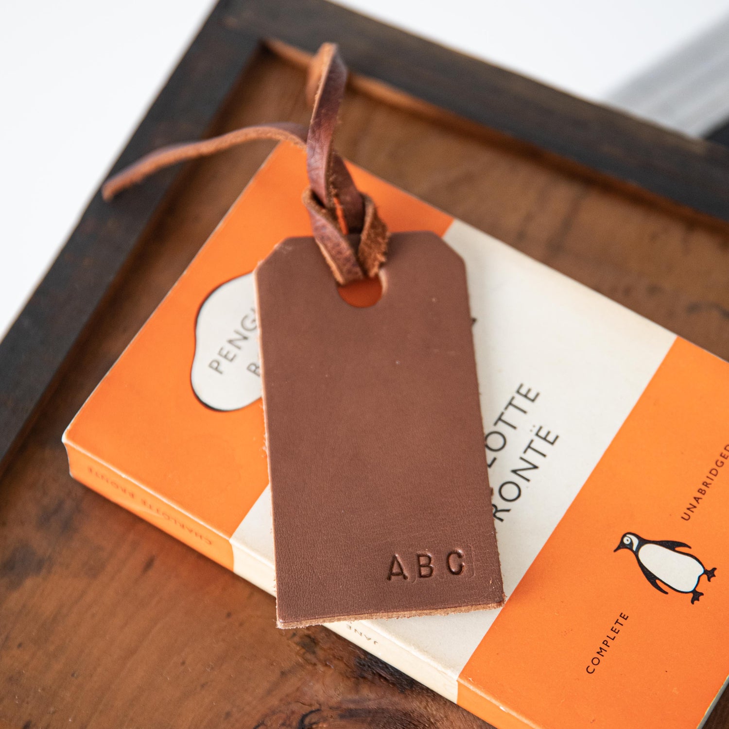 Navy Leather Tag- personalized luggage tags - custom luggage tags - KMM &amp; Co.