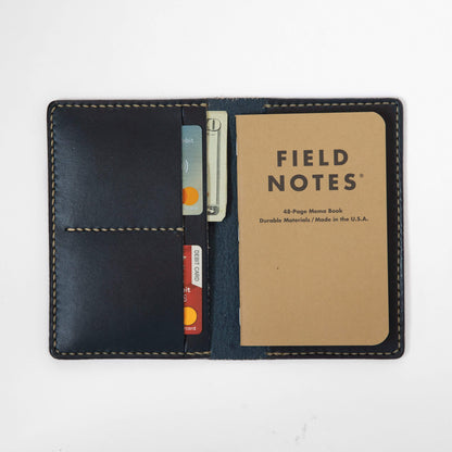 Navy Notebook Wallet- leather notebook cover - passport holder - KMM &amp; Co.