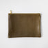Olive Cypress Medium Zip Pouch- leather zipper pouch - KMM & Co.