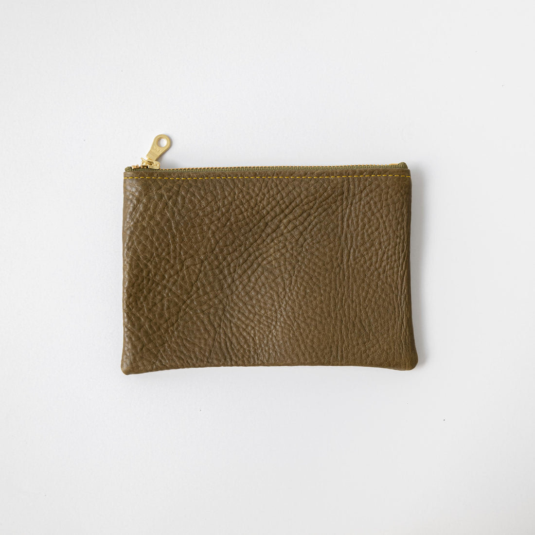 Olive Cypress Small Zip Pouch- small zipper pouch - leather zipper pouch - KMM &amp; Co.