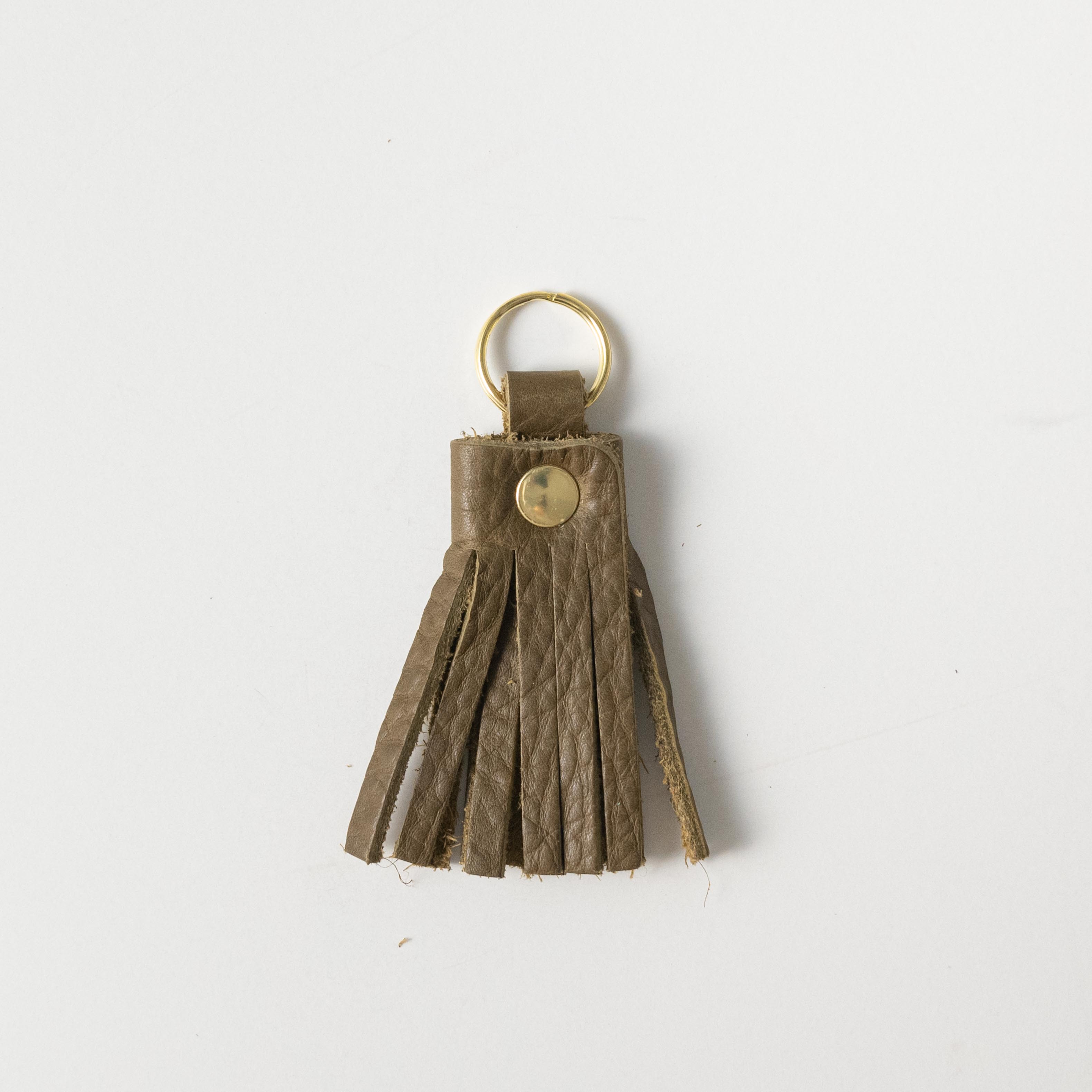 Olive Cypress Tassel Keychain- leather tassel keychain - KMM &amp; Co.