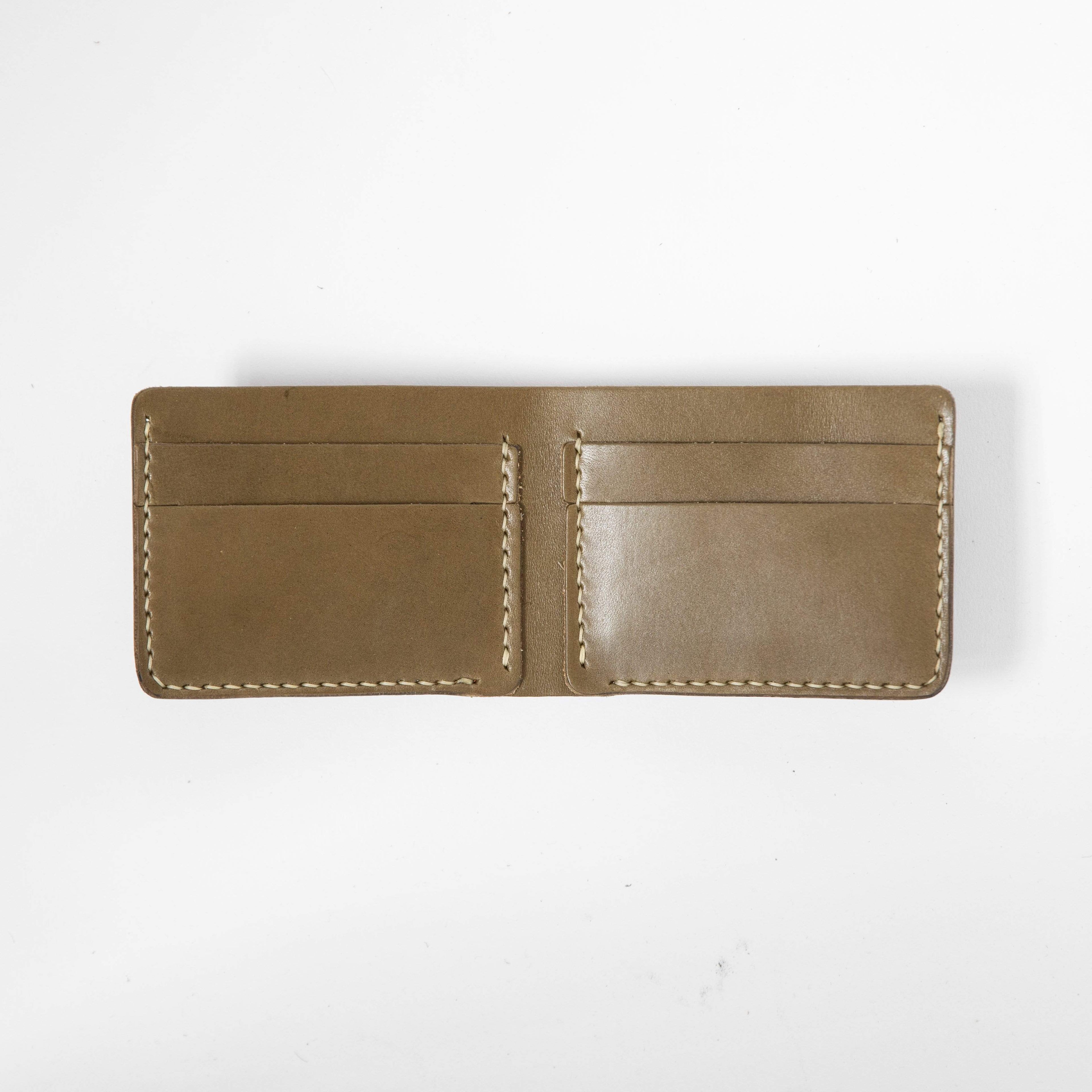 Olive Green Billfold- leather billfold wallet - mens leather bifold wallet - KMM &amp; Co.