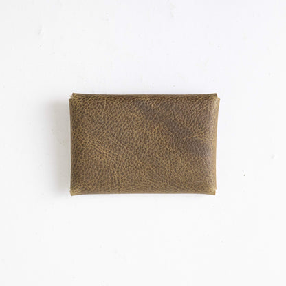 Olive Kodiak Card Envelope- card holder wallet - leather wallet made in America at KMM &amp; Co.