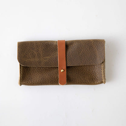 Olive Kodiak Clutch Wallet- leather clutch bag - leather handmade bags - KMM &amp; Co.