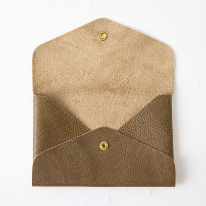 Olive Kodiak Envelope Clutch- leather clutch bag - handmade leather bags - KMM &amp; Co.
