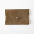Olive Kodiak Envelope Clutch- leather clutch bag - handmade leather bags - KMM & Co.