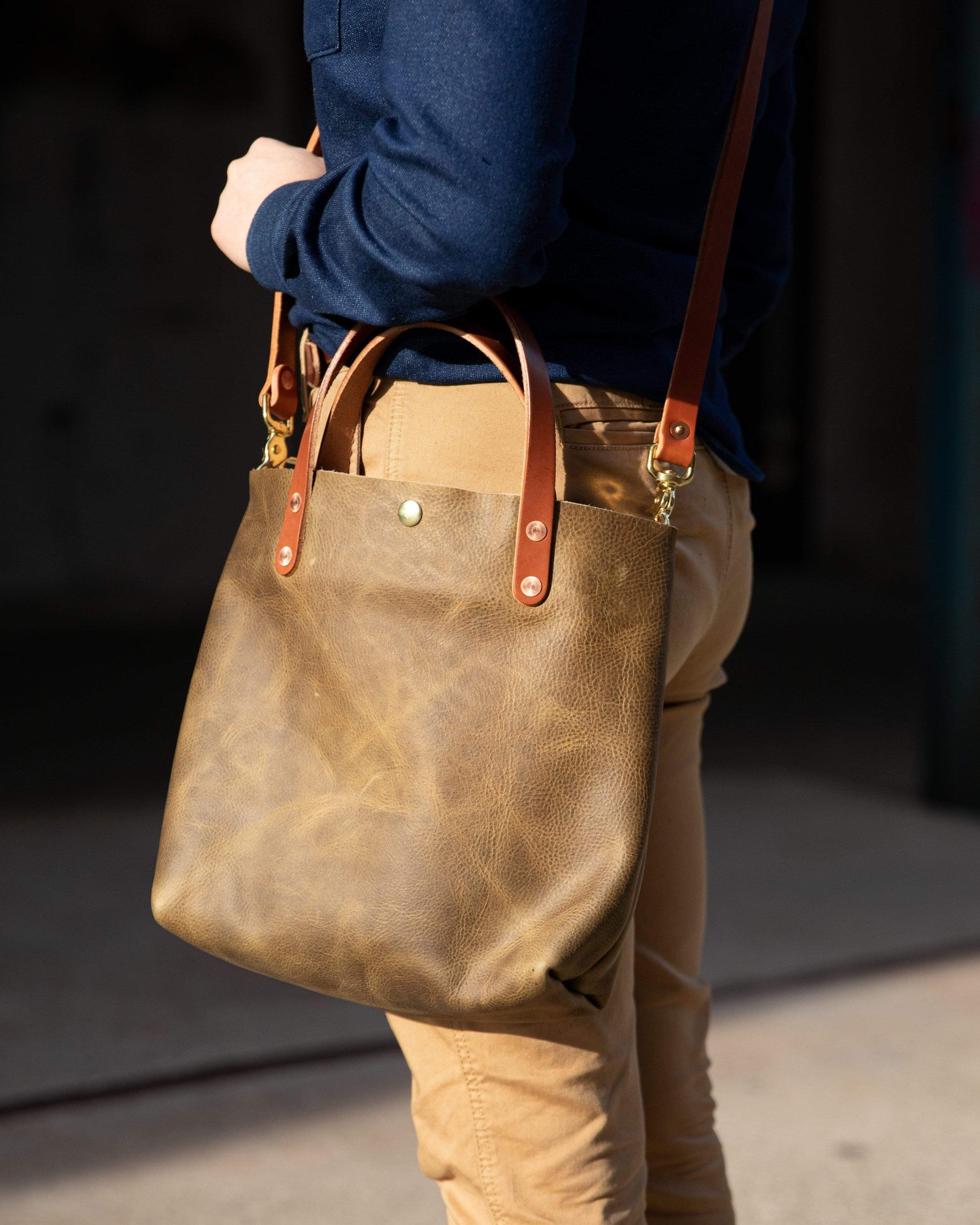 Olive Kodiak Mini Tote- olive green small tote bags handmade in America