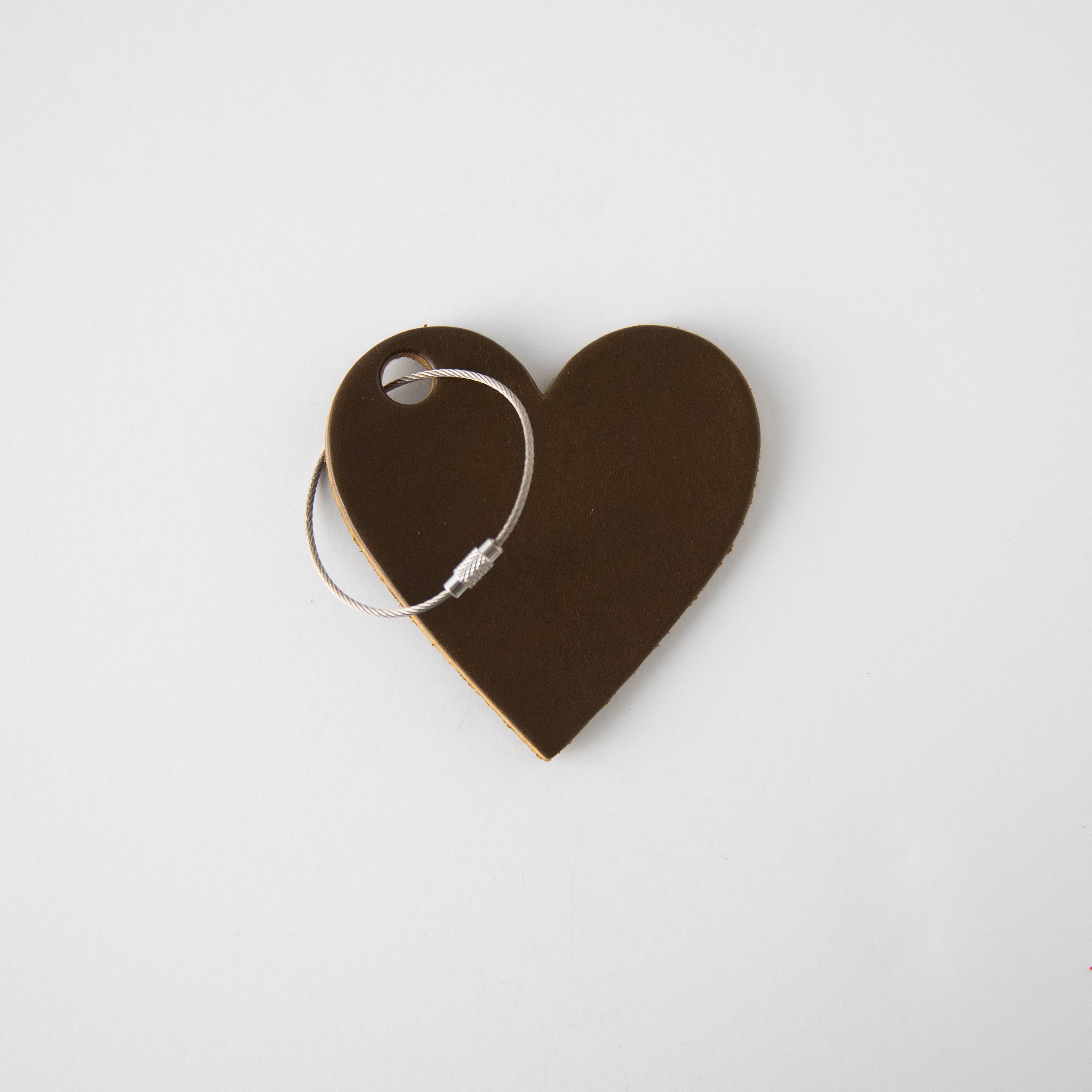 Olive Leather Heart Tag- personalized luggage tags - custom luggage tags - KMM &amp; Co.