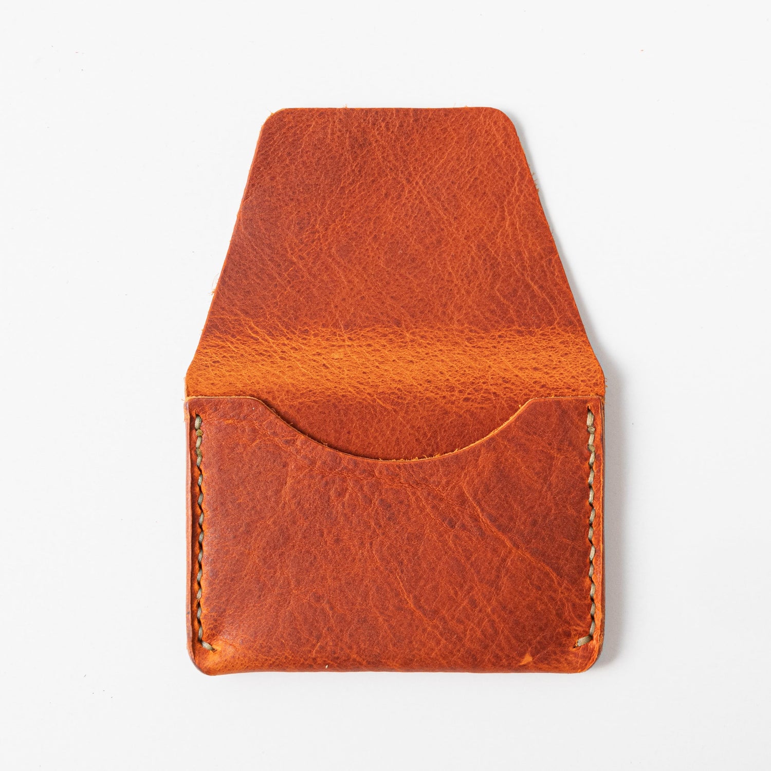 Orange Bison Flap Wallet- mens leather wallet - handmade leather wallets at KMM &amp; Co.