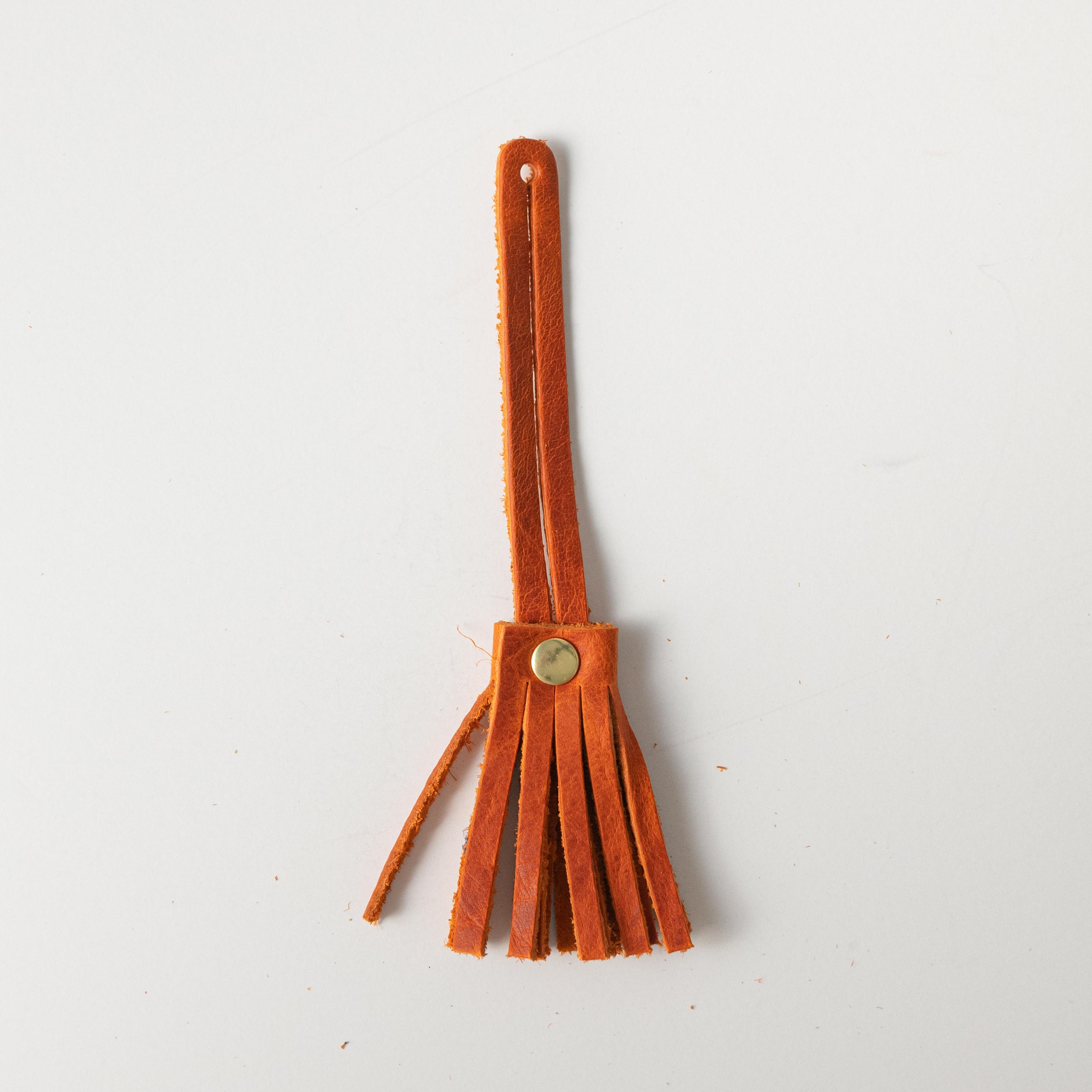 Orange Bison Mini Tassel- leather tassel keychain - KMM &amp; Co.