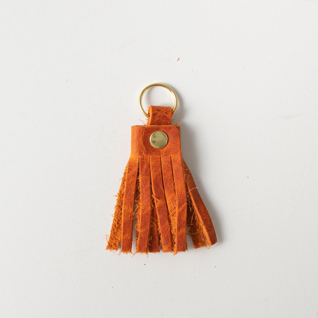 Orange Bison Tassel Keychain- leather tassel keychain - KMM &amp; Co.