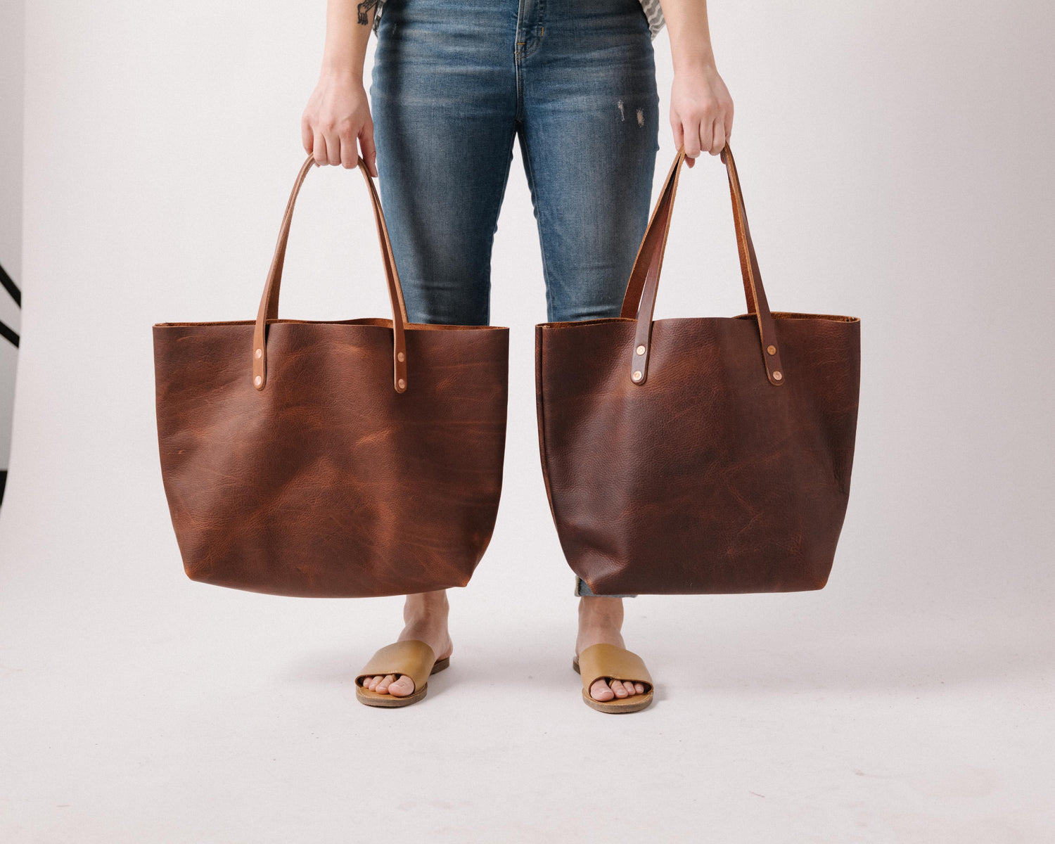 Tan Kodiak Leather Tote Bag