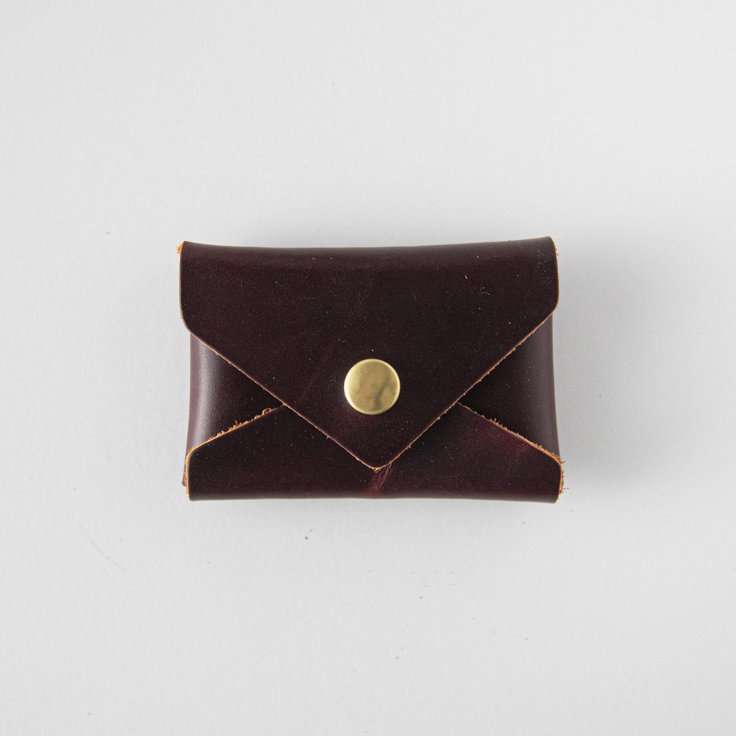Oxblood Card Envelope- card holder wallet - leather wallet made in America at KMM &amp; Co.