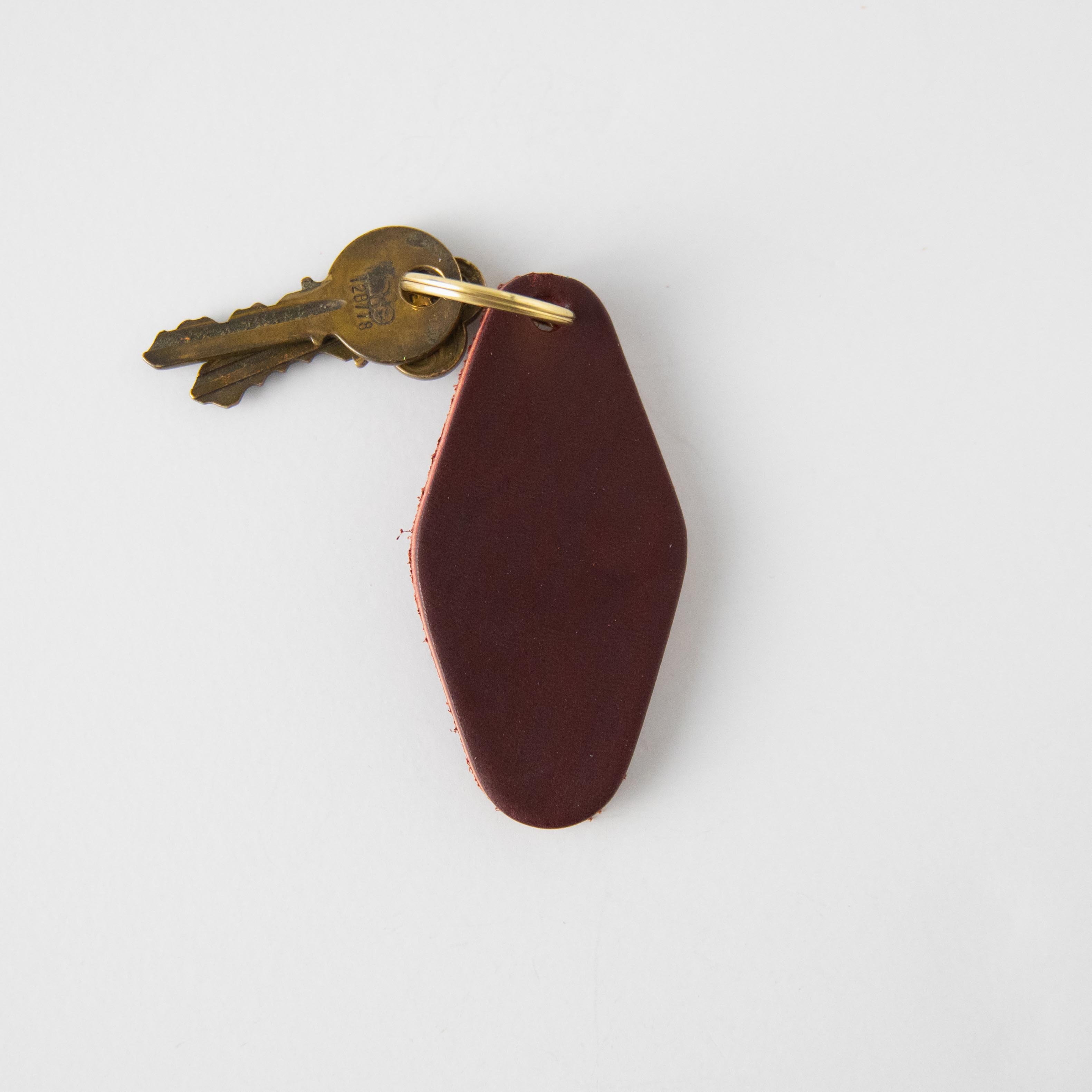 Oxblood Hotel Key Fob- leather keychain - leather key holder - leather key fob - KMM &amp; Co.