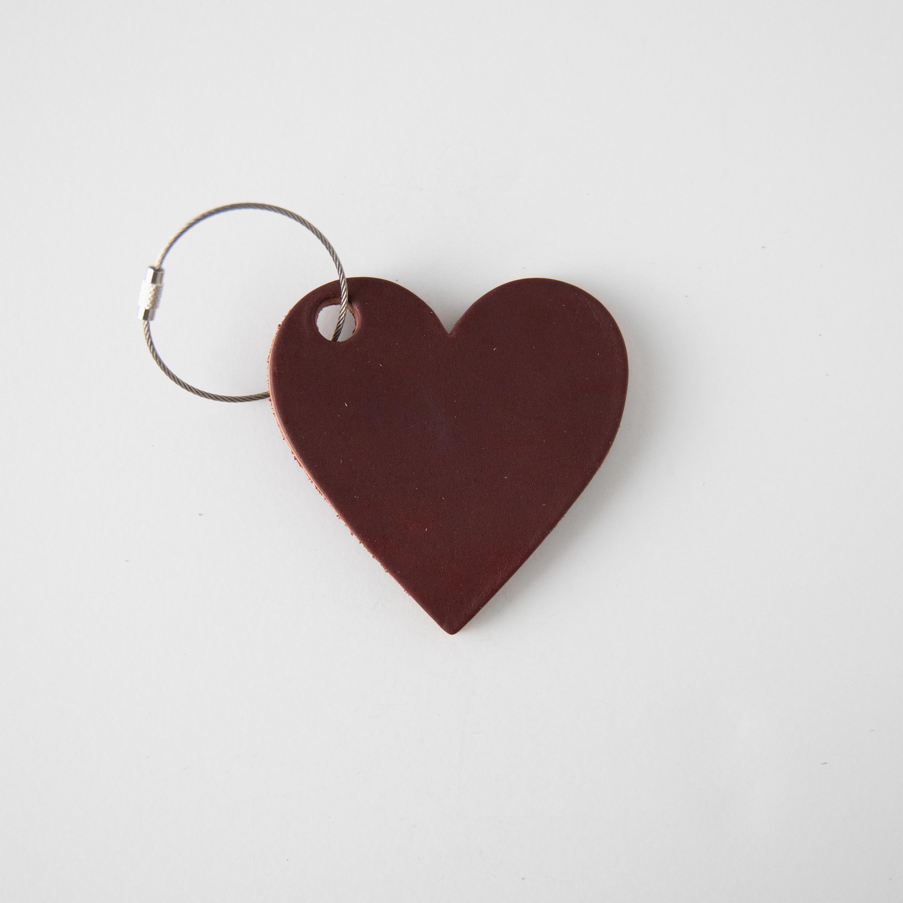 Oxblood Leather Heart Tag- personalized luggage tags - custom luggage tags - KMM &amp; Co.