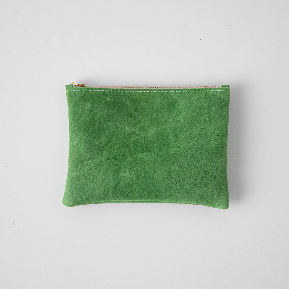 Palm Green Small Zip Pouch- small zipper pouch - leather zipper pouch - KMM &amp; Co.