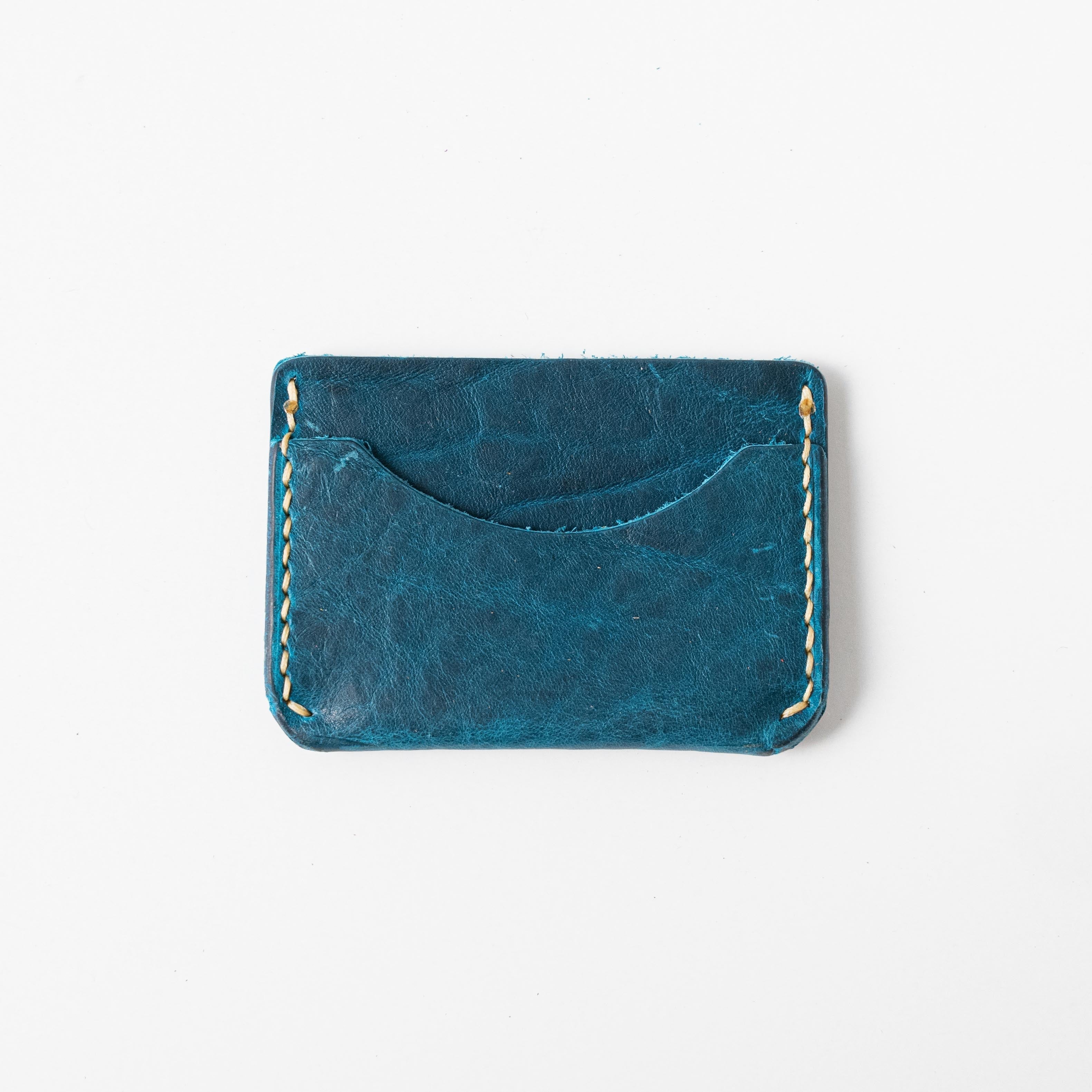 Petrol Blue Bison Card Case- mens leather wallet - leather wallets for women - KMM &amp; Co.