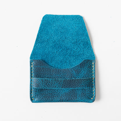 Petrol Blue Bison Flap Wallet- mens leather wallet - handmade leather wallets at KMM &amp; Co.