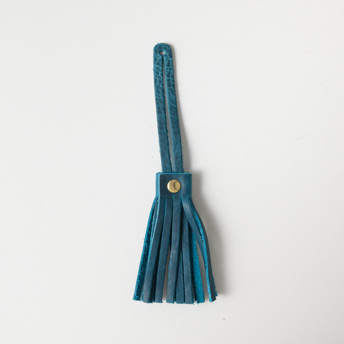 Petrol Blue Bison Leather Tassel- leather tassel keychain - KMM &amp; Co.