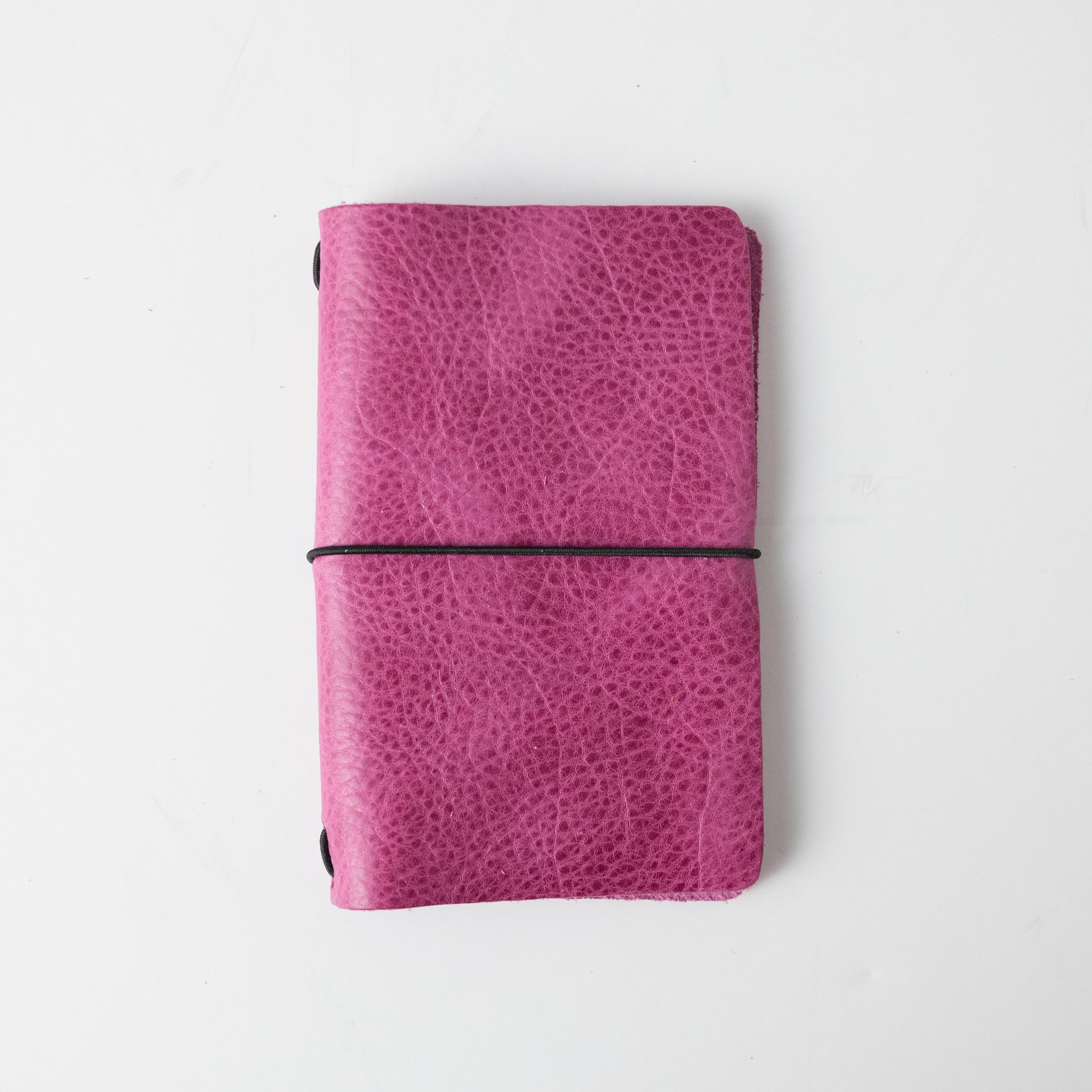 Pink Bulldog Travel Notebook- leather journal - leather notebook - KMM &amp; Co.