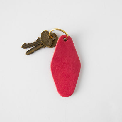 Pink Hotel Key Fob- leather keychain - leather key holder - leather key fob - KMM &amp; Co.