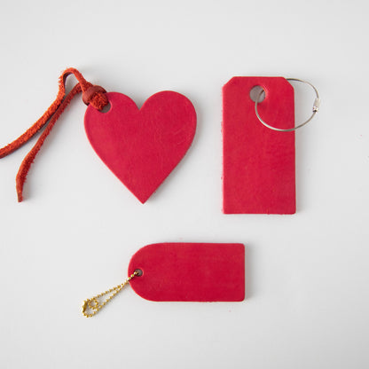 Pink Leather Heart Tag- personalized luggage tags - custom luggage tags - KMM &amp; Co.