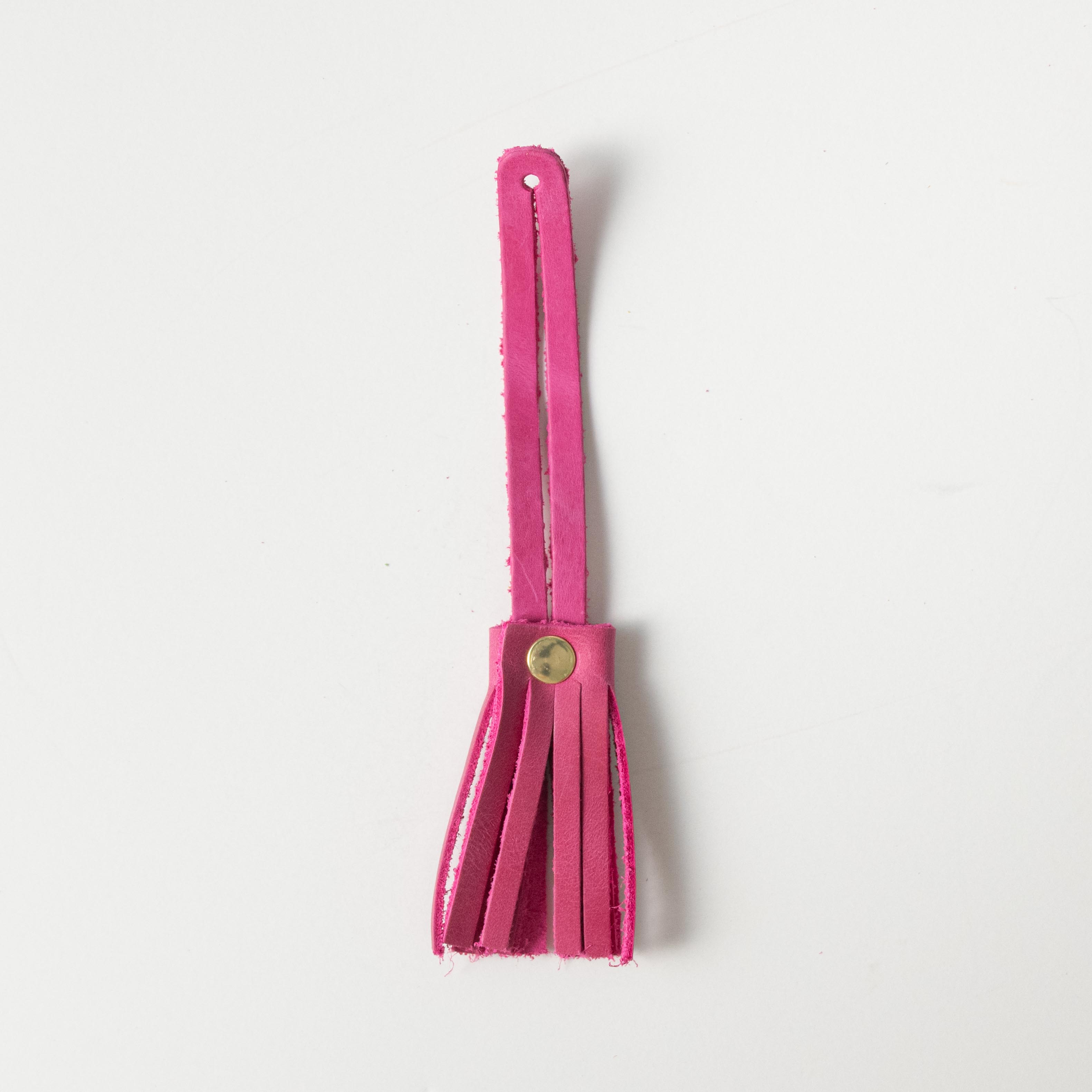 Pink Mini Tassel- leather tassel keychain - KMM &amp; Co.