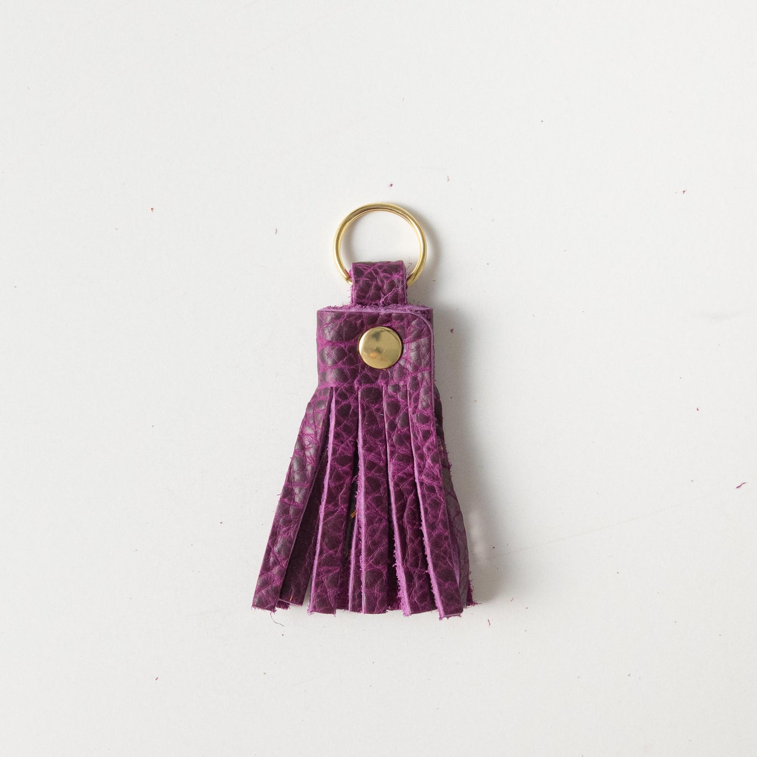 Purple Bison Tassel Keychain- leather tassel keychain - KMM &amp; Co.