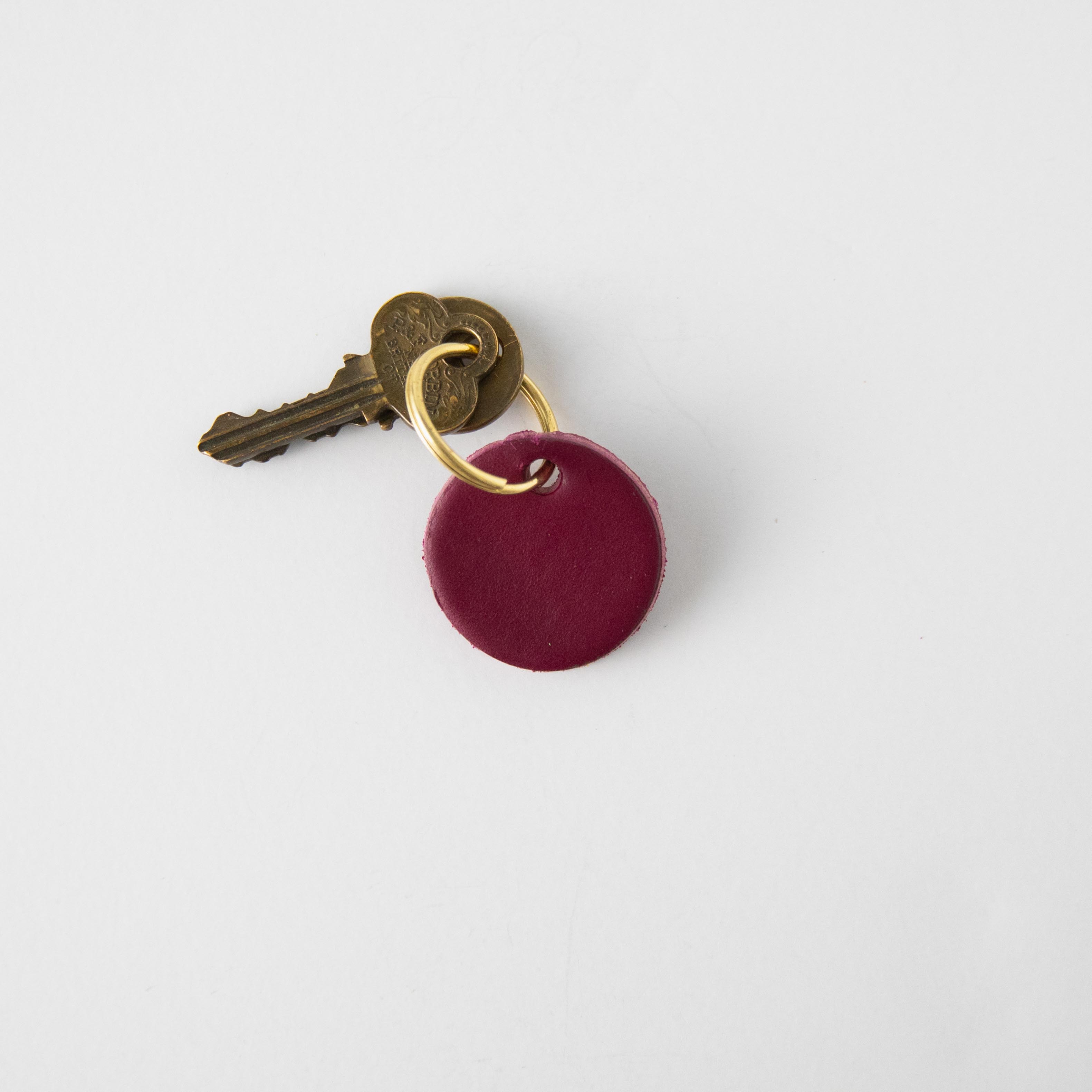 Purple Circle Key Fob- leather keychain - leather key holder - leather key fob - KMM &amp; Co.