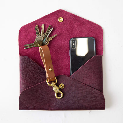 Purple Kodiak Envelope Clutch- leather clutch bag - handmade leather bags - KMM &amp; Co.