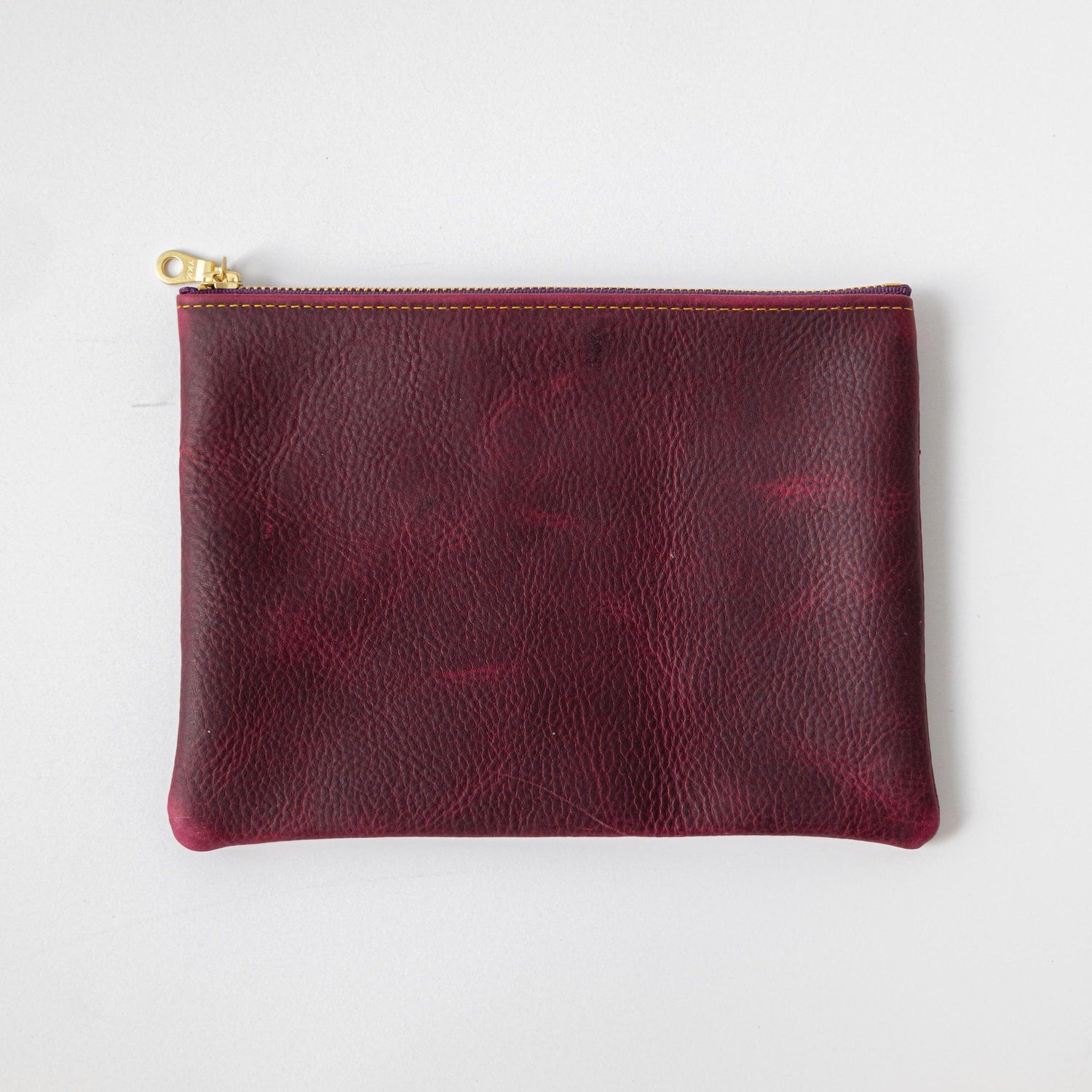 Purple Kodiak Medium Zip Pouch- leather zipper pouch - KMM &amp; Co.