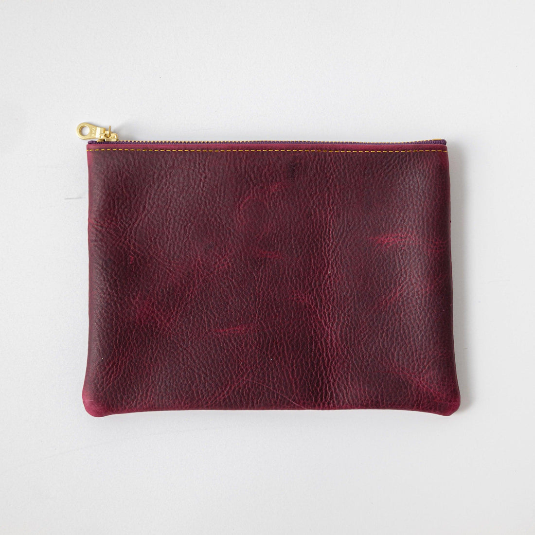 Purple Kodiak Medium Zip Pouch- leather zipper pouch - KMM & Co.