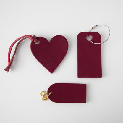 Purple Leather Heart Tag- personalized luggage tags - custom luggage tags - KMM &amp; Co.