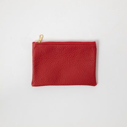 Red Cypress Small Zip Pouch- small zipper pouch - leather zipper pouch - KMM &amp; Co.