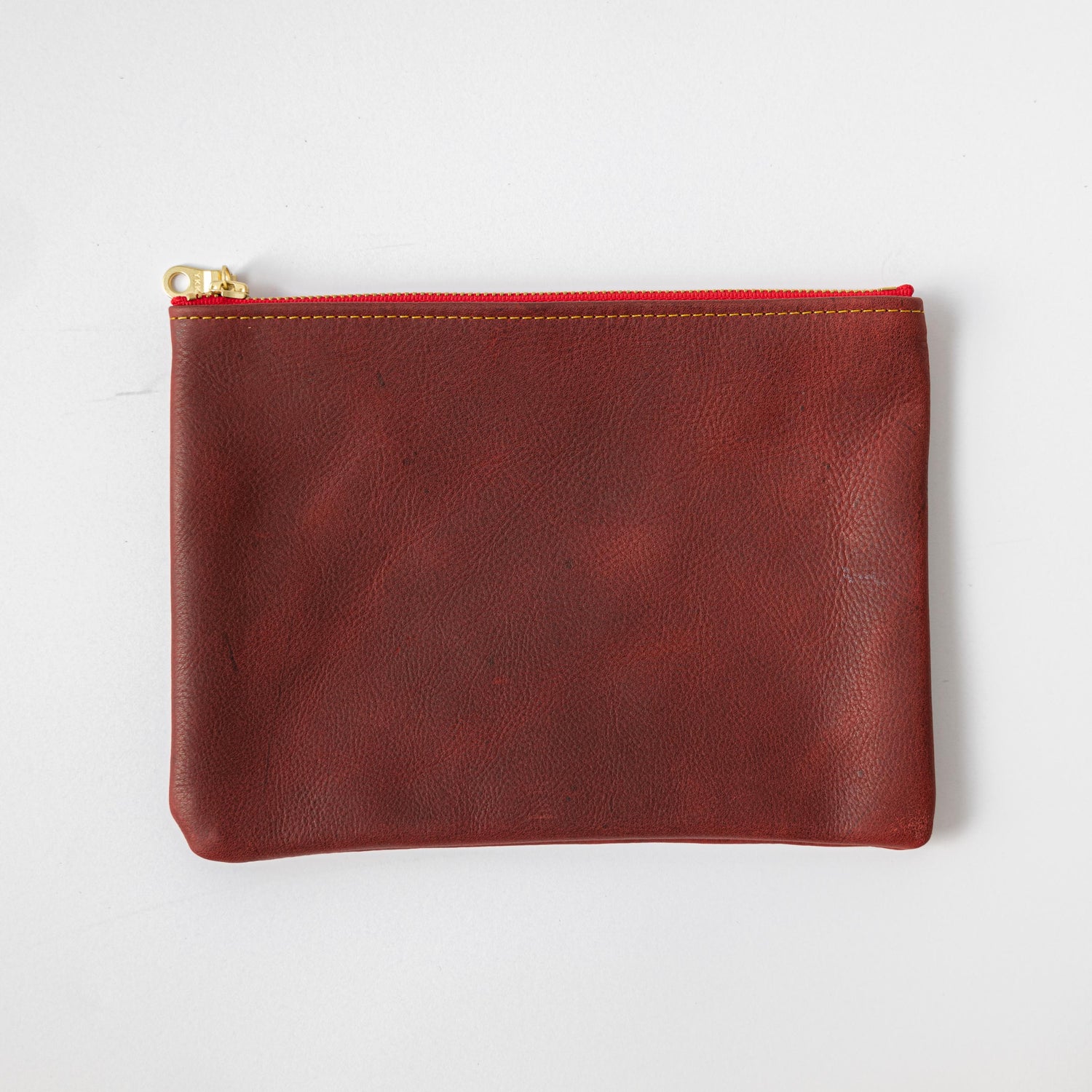 Red Kodiak Medium Zip Pouch- leather zipper pouch - KMM &amp; Co.