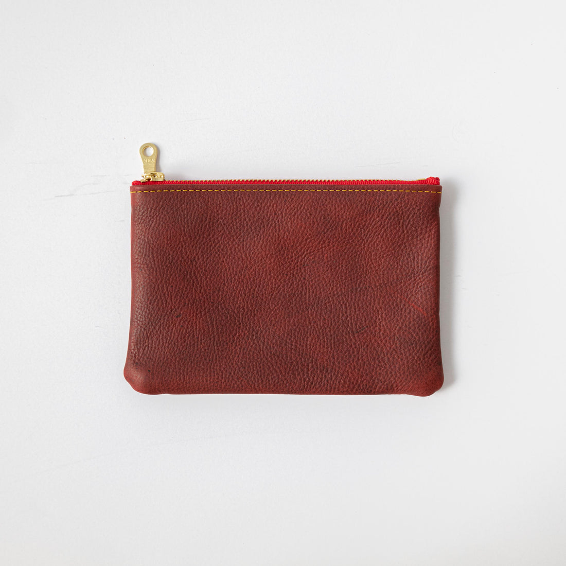 Red Kodiak Small Zip Pouch- small zipper pouch - leather zipper pouch - KMM &amp; Co.