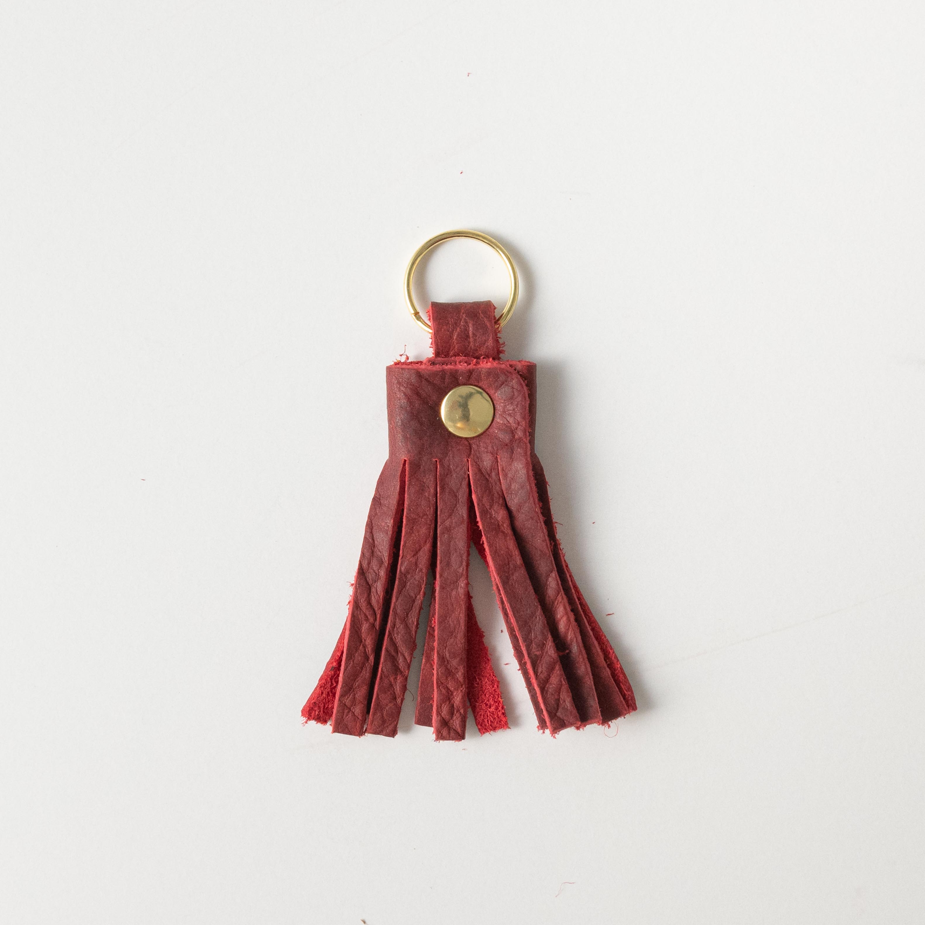 Red Kodiak Tassel Keychain- leather tassel keychain - KMM &amp; Co.