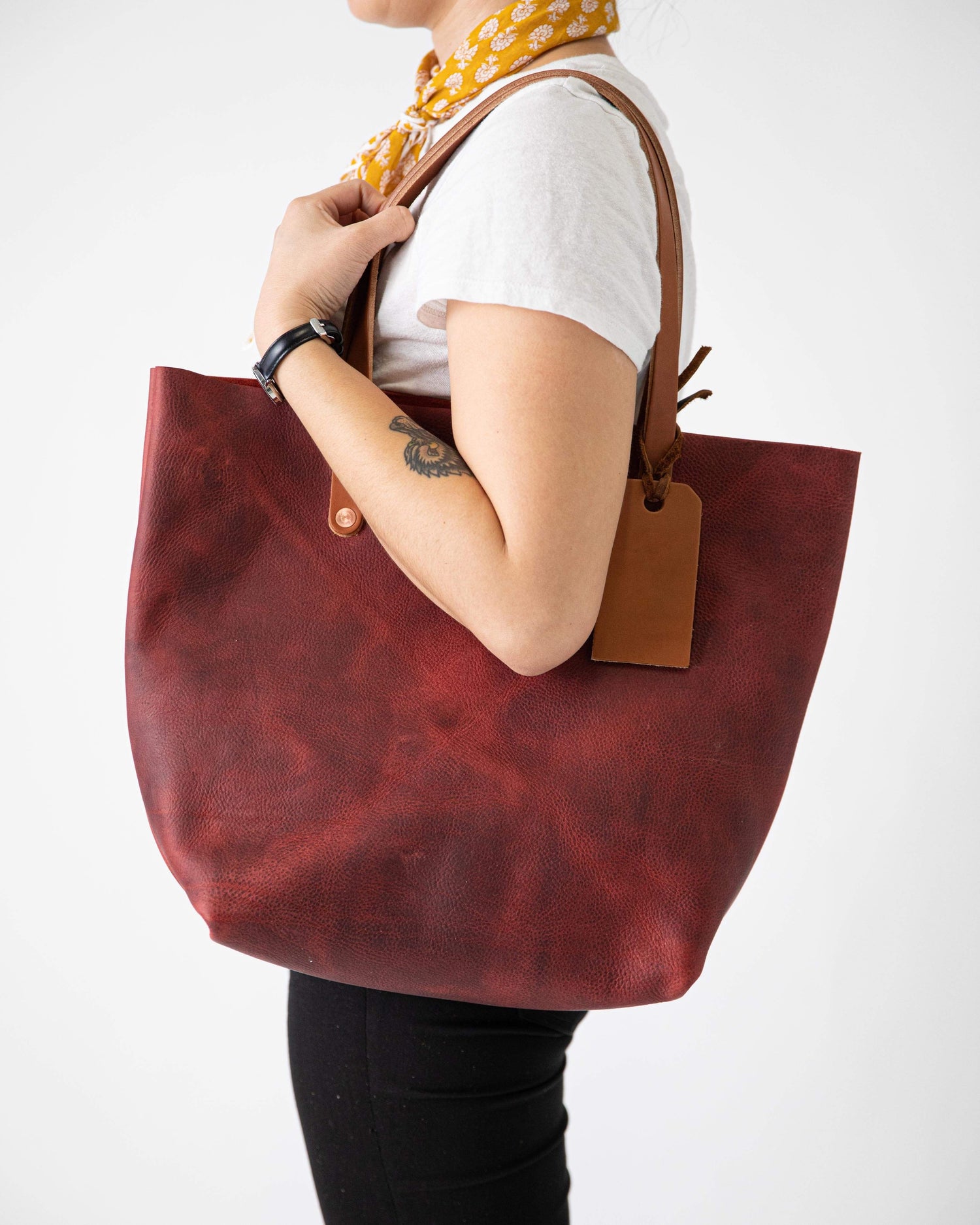 Large Red LEATHER TOTE BAG Leather Handbag Leather Bag 