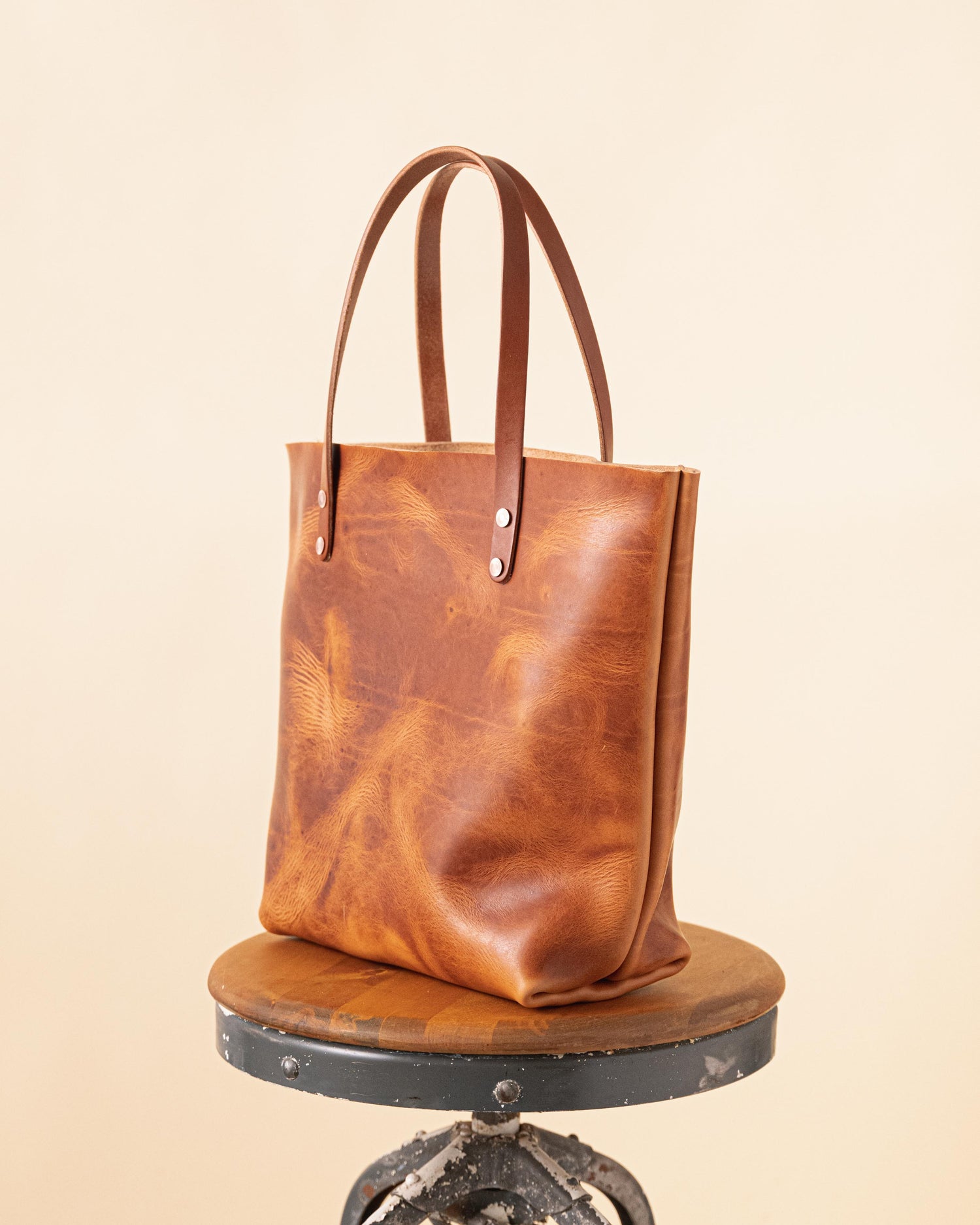 S&amp;D English Tan Dublin Tote- brown tote bag handmade in America