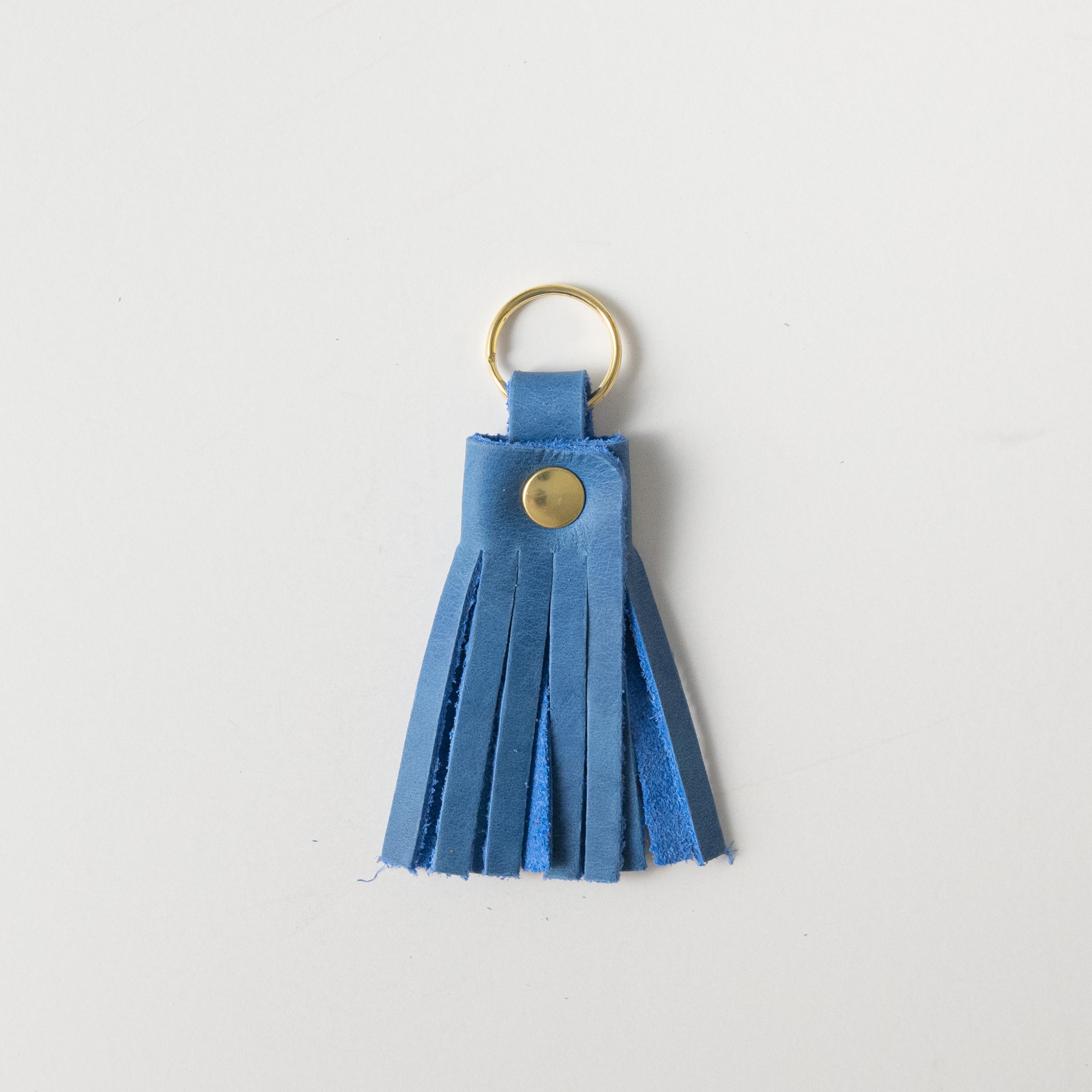 Sapphire Tassel Keychain- leather tassel keychain - KMM &amp; Co.