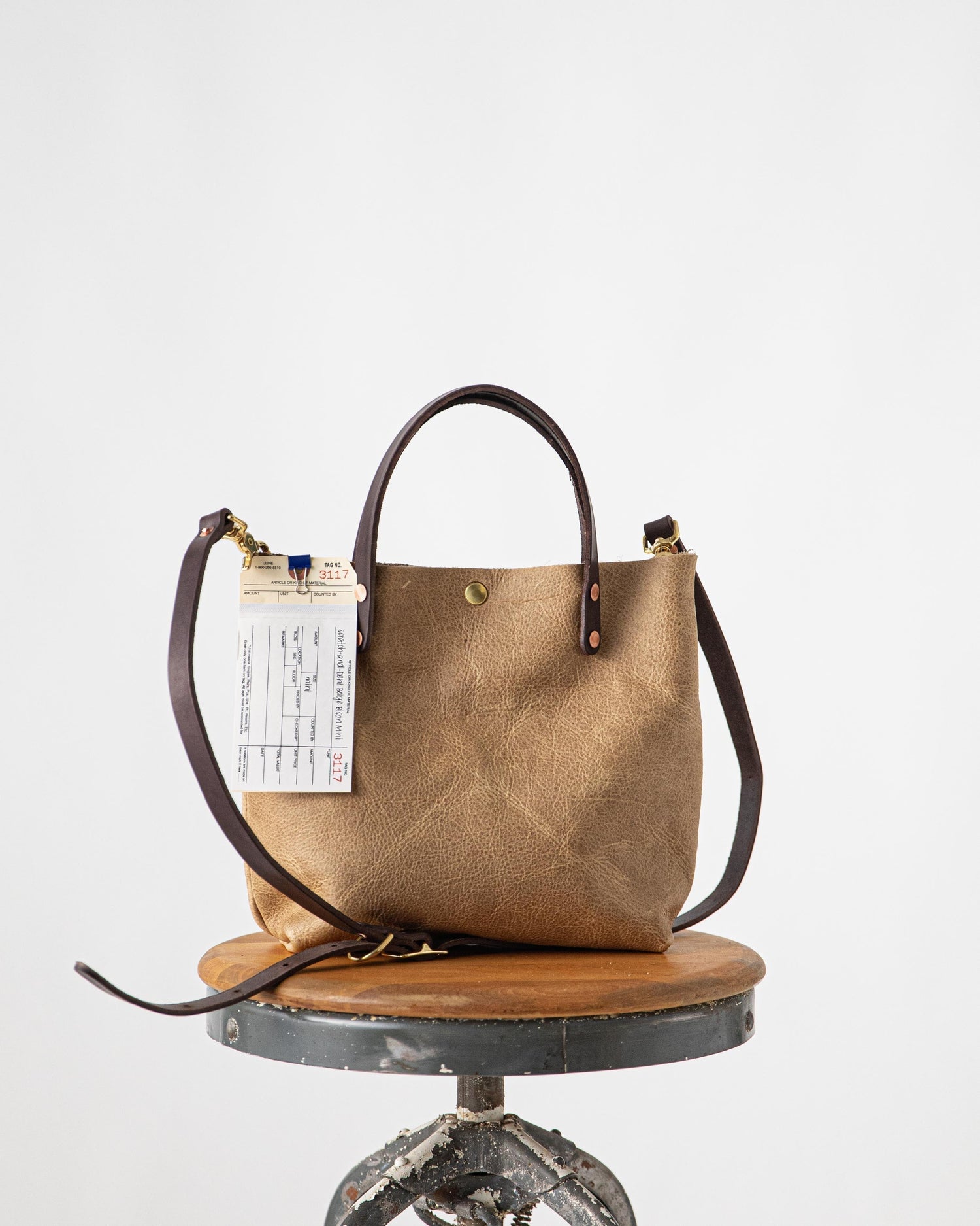 Scratch-and-Dent Beige Bison Mini Tote