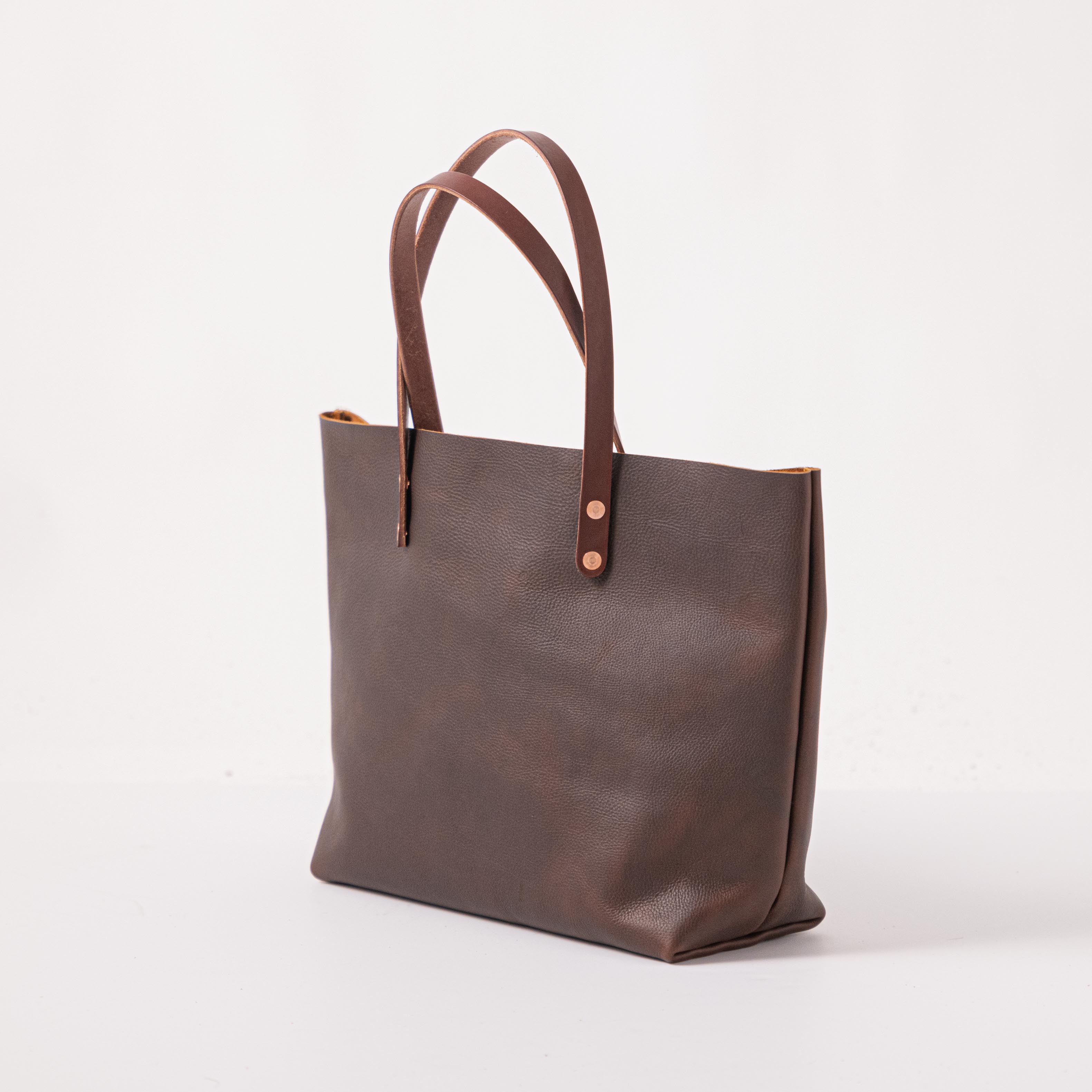 Scratch-and-Dent Brown Kodiak East West Tote- brown tote bag handmade in America