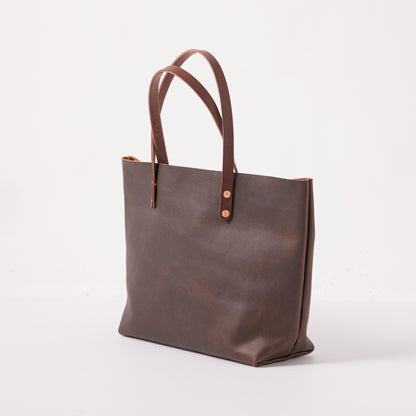 Scratch-and-Dent Brown Kodiak East West Tote- brown tote bag handmade in America