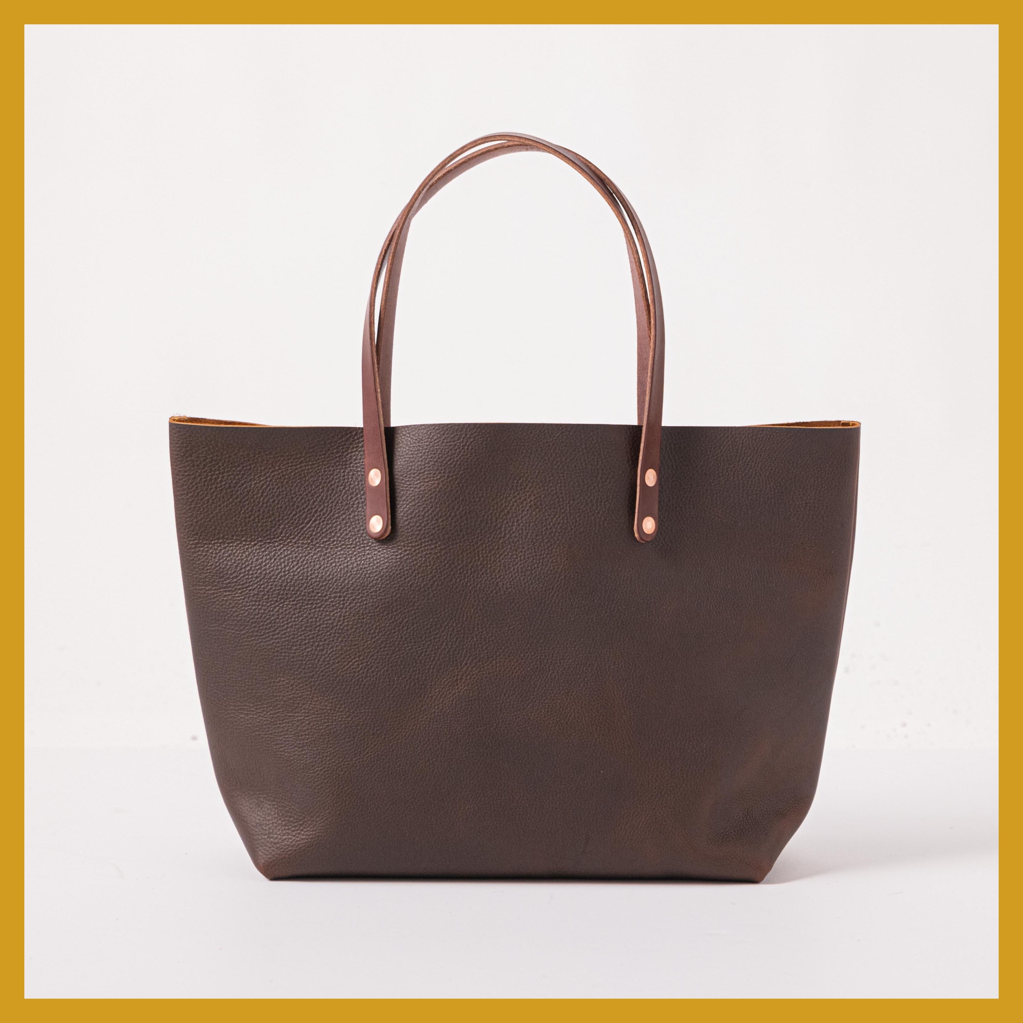 Scratch-and-Dent Brown Kodiak East West Tote- brown tote bag handmade in America