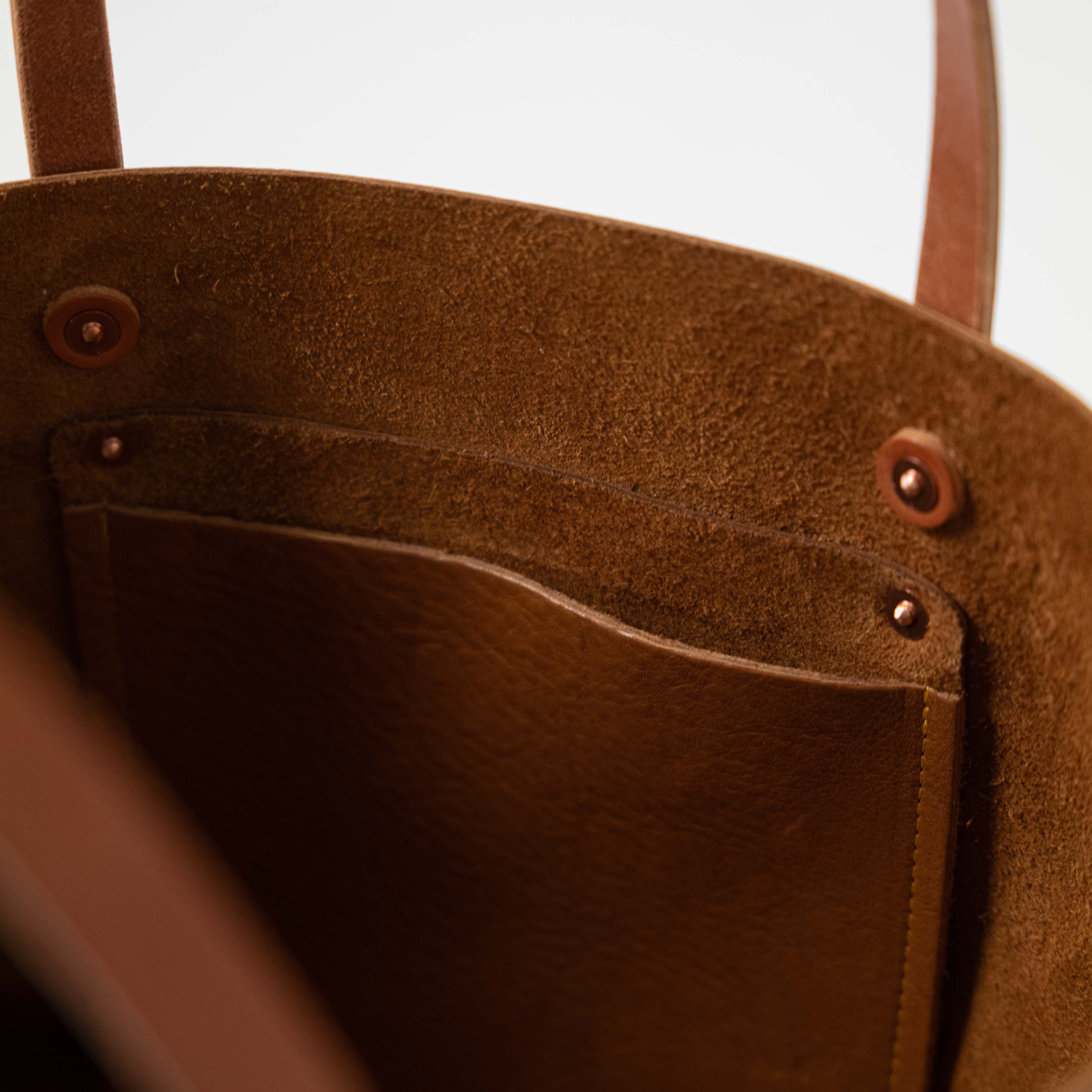 Scratch-and-Dent Cognac Cypress East West Tote- cognac tote bag handmade in America