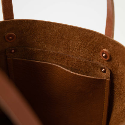 Scratch-and-Dent Cognac Cypress East West Tote- cognac tote bag handmade in America