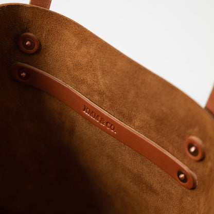 Scratch-and-Dent Cognac Cypress East West Tote- cognac tote bag handmade in America
