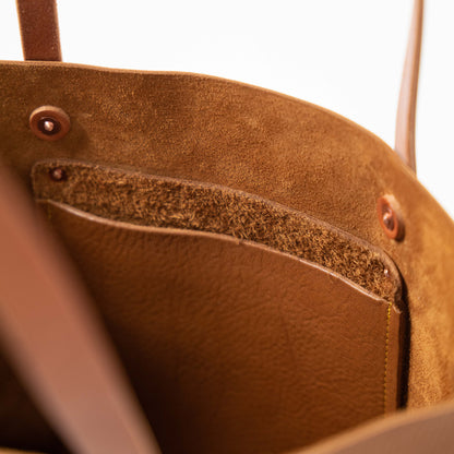 Scratch-and-Dent Cognac Cypress Tote- cognac tote bag handmade in America
